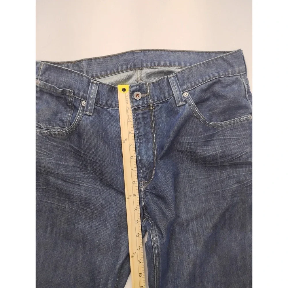 Levis 514 Slim Straight Fit Jeans Pants Dark Blue Denim Pocket Flaps 36x30